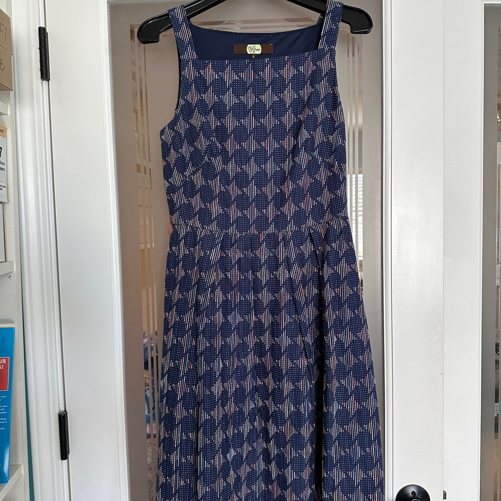 Anthropologie Eva Franco Addison Dress 6 Navy Fit Flare
